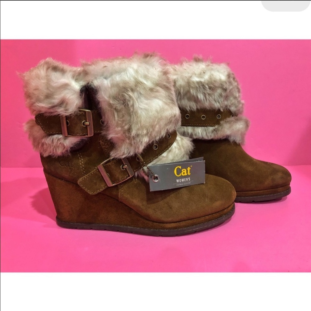 CAT By Caterpillar Suede Cozy Winter Wedge Boots